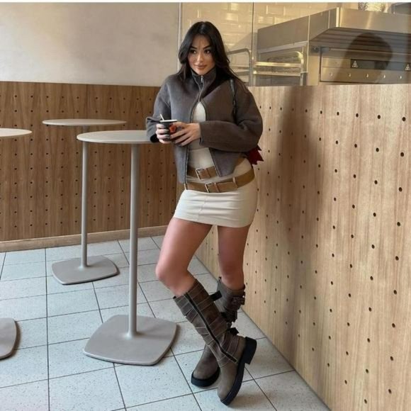 ZARA DOUBLE BELTED FITTED DRESS - Picture 6 of 9